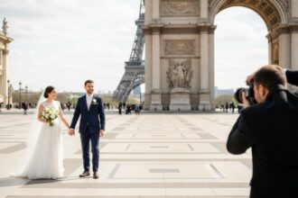 Photographe capturant des moments émouvants lors d'un mariage à Paris