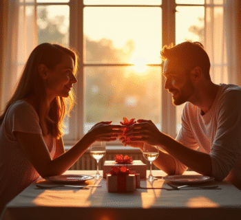 Couple assis à une table élégante pour un anniversaire