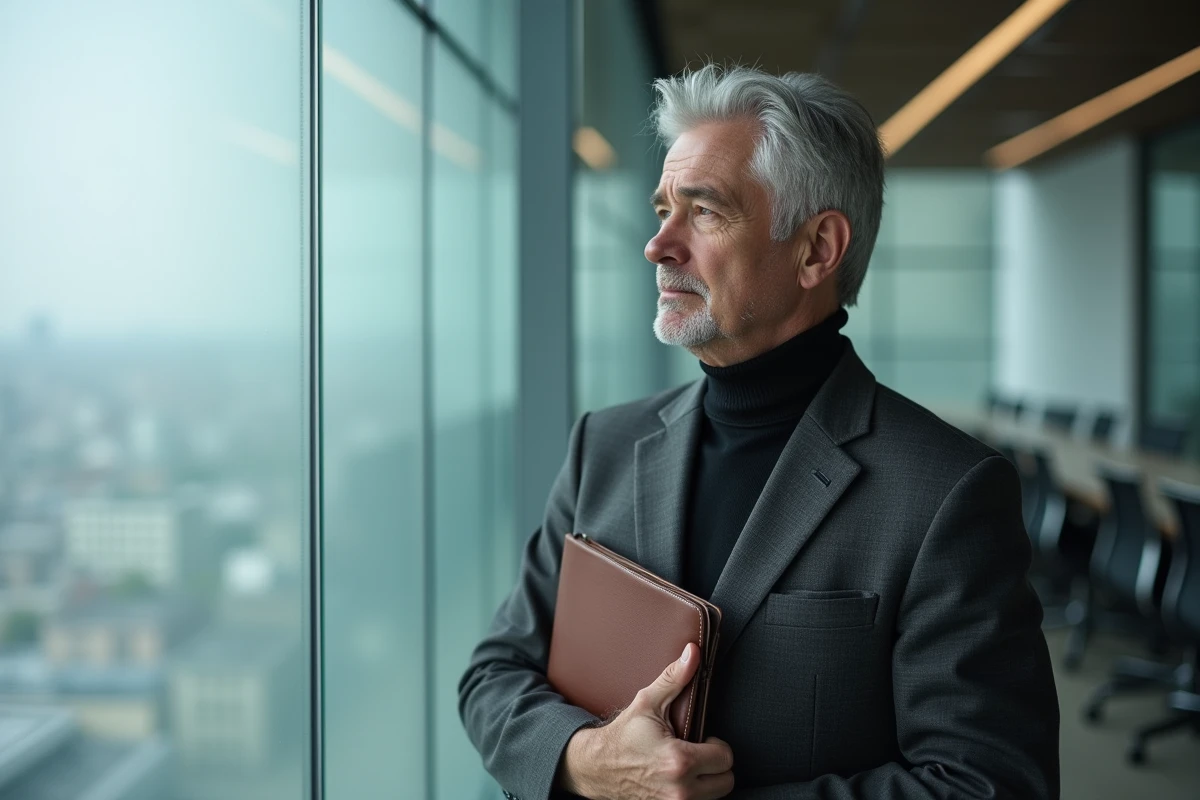 Expert en criminologie et figure publique française préservant son intimité dans un cadre professionnel moderne