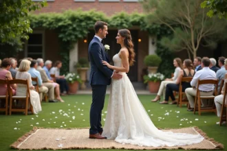 Cérémonie de mariage intime à la maison avec invités proches