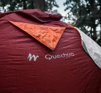 red and gray Quechua tent