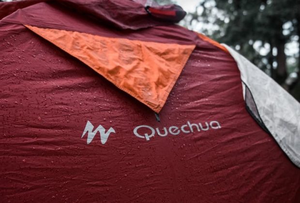 red and gray Quechua tent