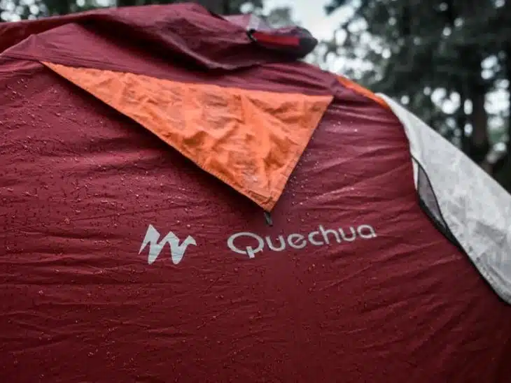 red and gray Quechua tent