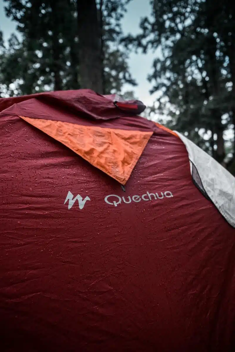 red and gray Quechua tent