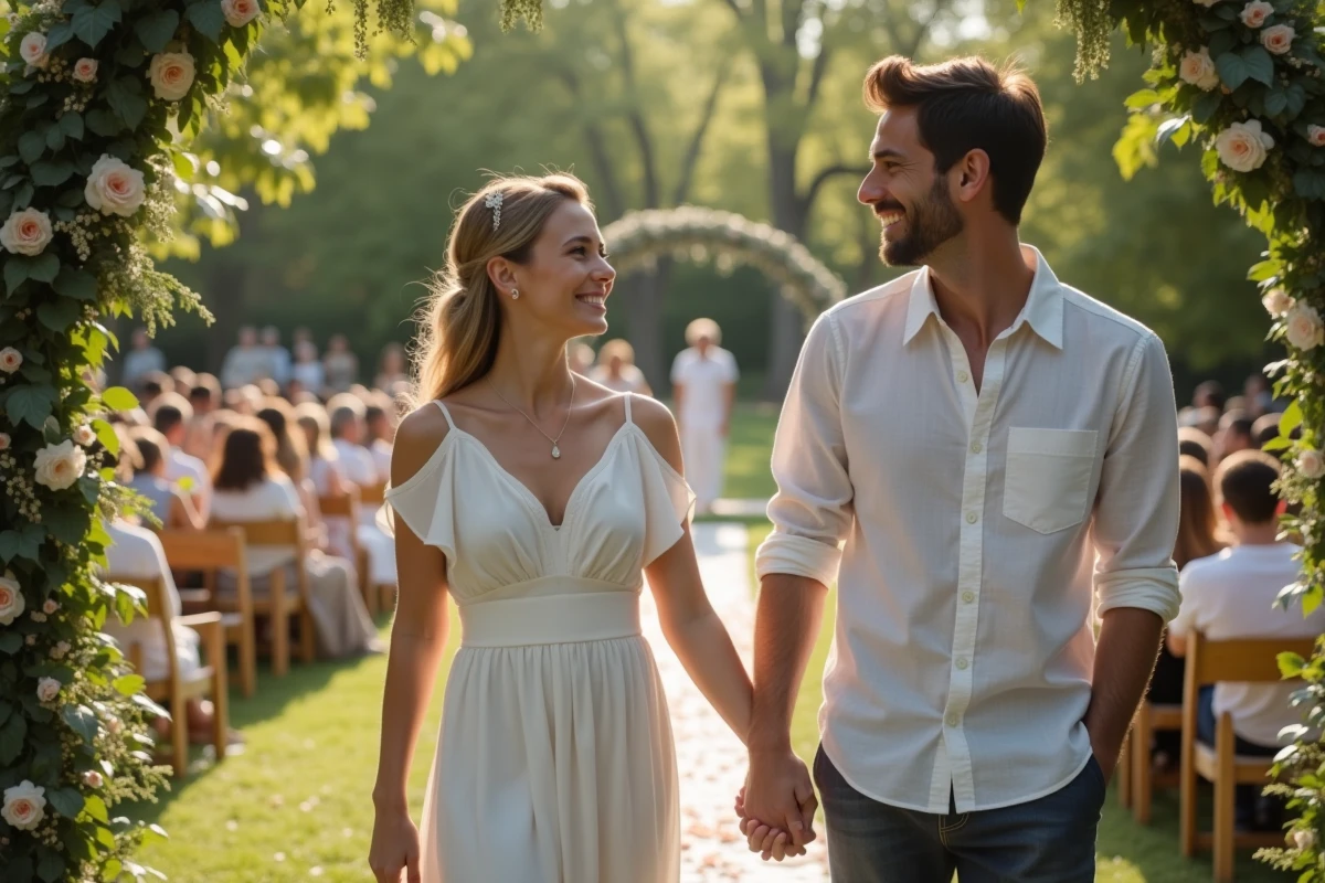 Jeune couple souriant lors d