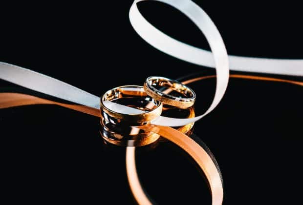 gold ring with black background